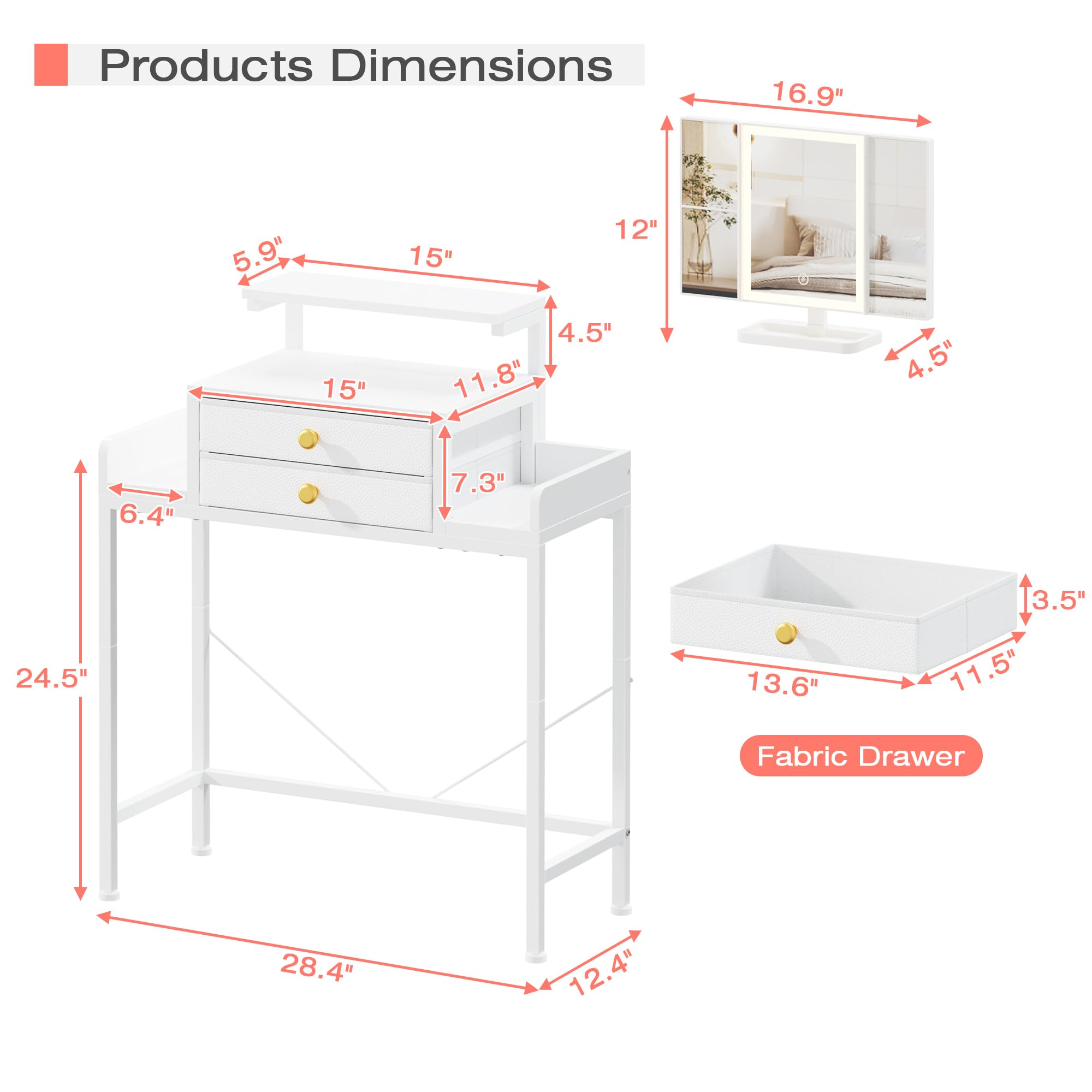 HIGDBFE vanity desk 3x magnification aids detailed grooming tasks.