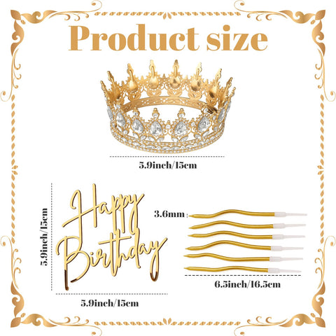 Highergo gold Happy Birthday banner complements the crown centerpiece