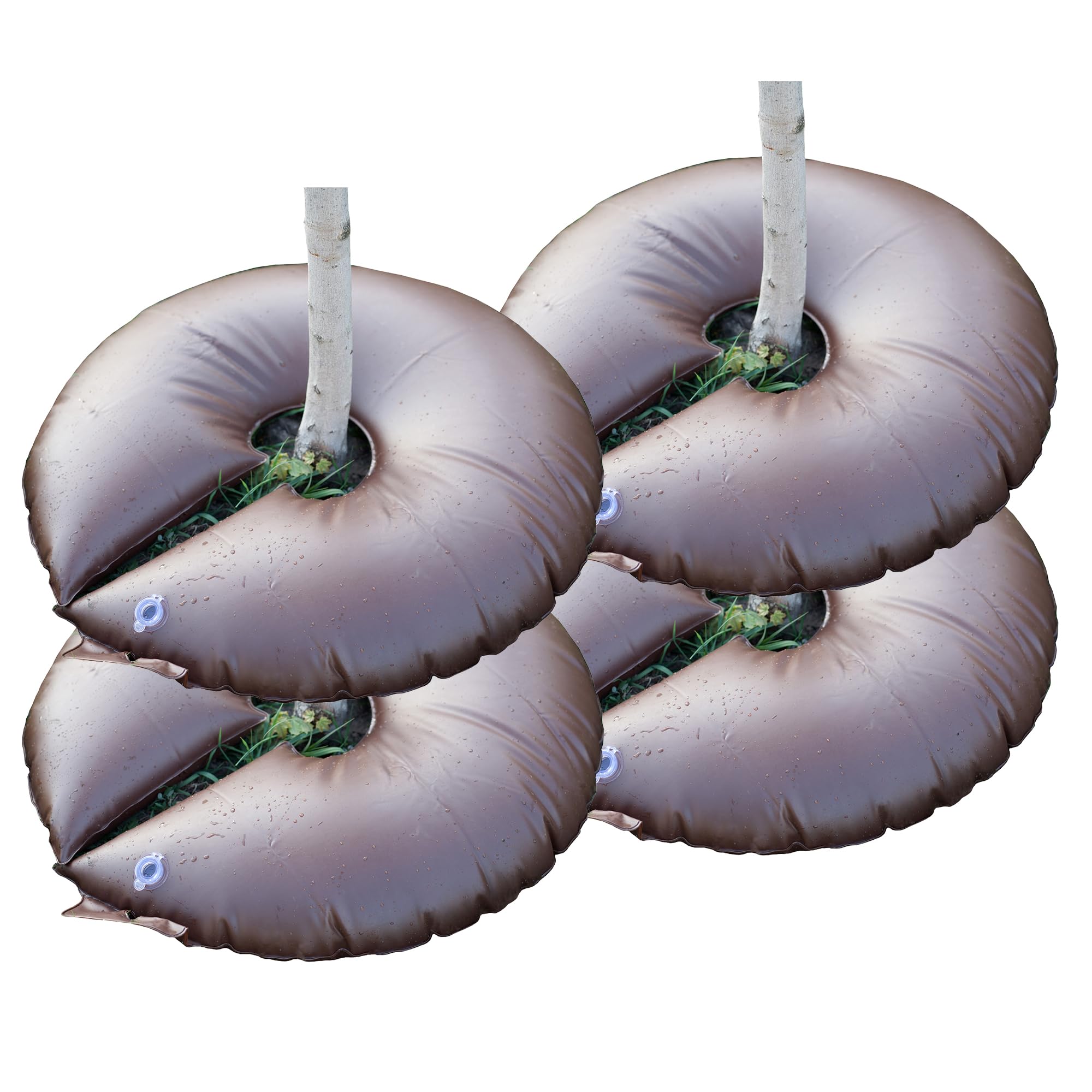 Highlight 4-pack 15-gallon tree watering bags kit, ready for installation.