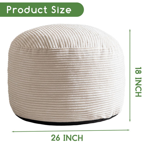 HIGOGOGO corduroy pouf with memory foam filler for plush seating