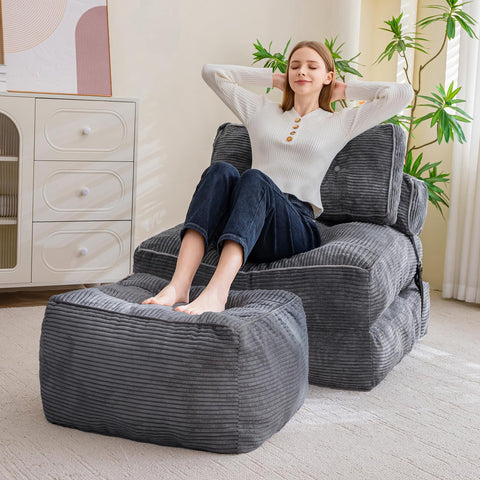 HIGOGOGO dark grey pouf blends contemporary decor with versatile seating.