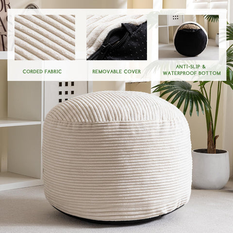 HIGOGOGO fluffy beige pouf adds cozy texture as floor seating