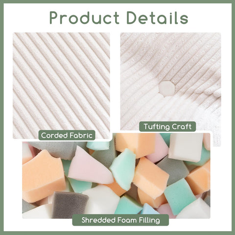 55 cm square pouf acts as a versatile foot rest beside seating.