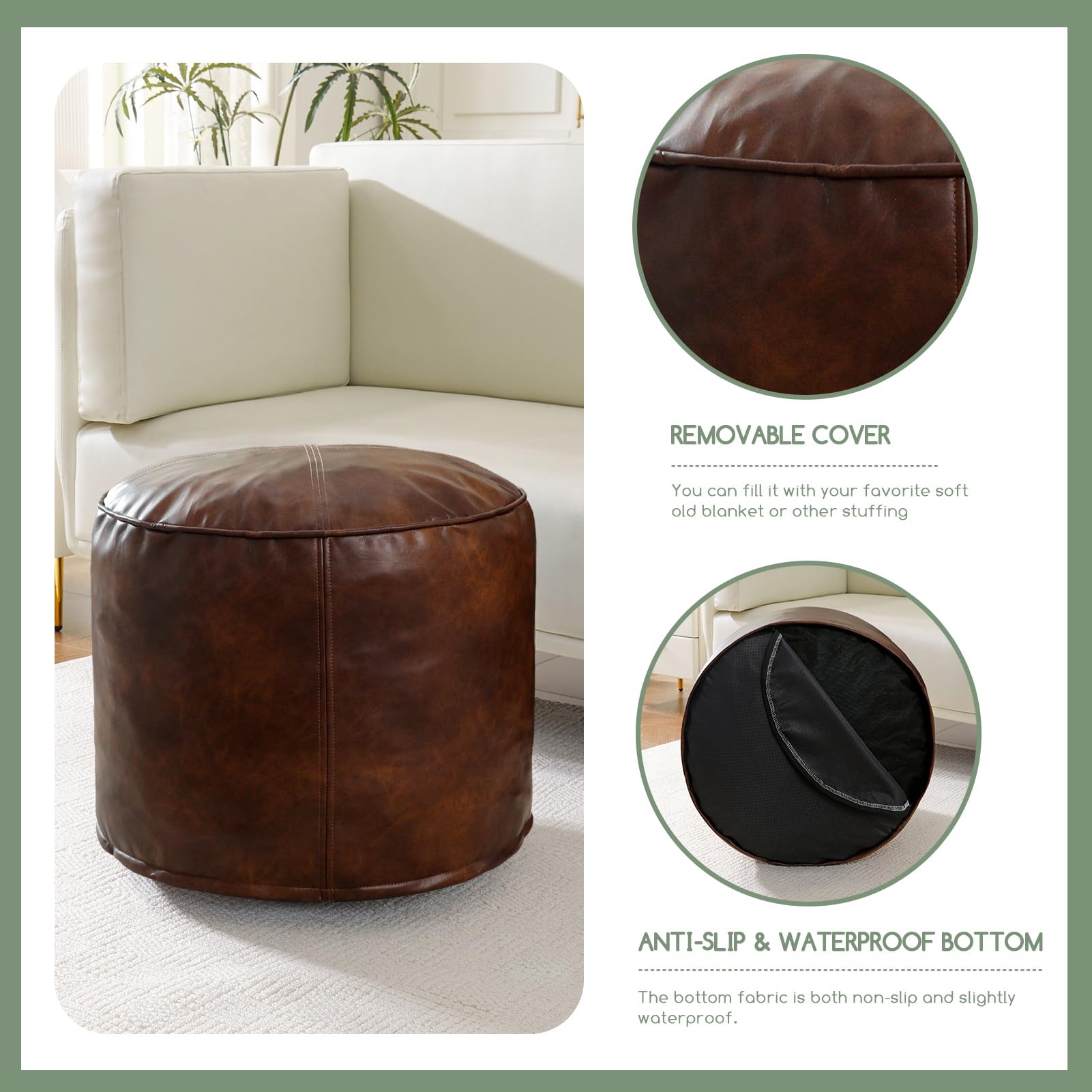 HIGOGOGO lightweight living room pouf moves with ease.