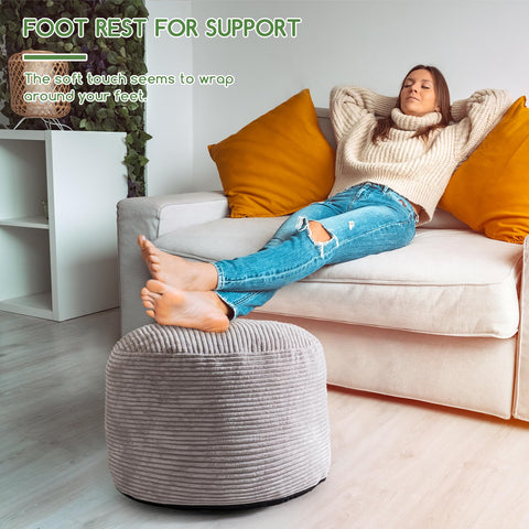 HIGOGOGO lightweight grey pouf easy to move.