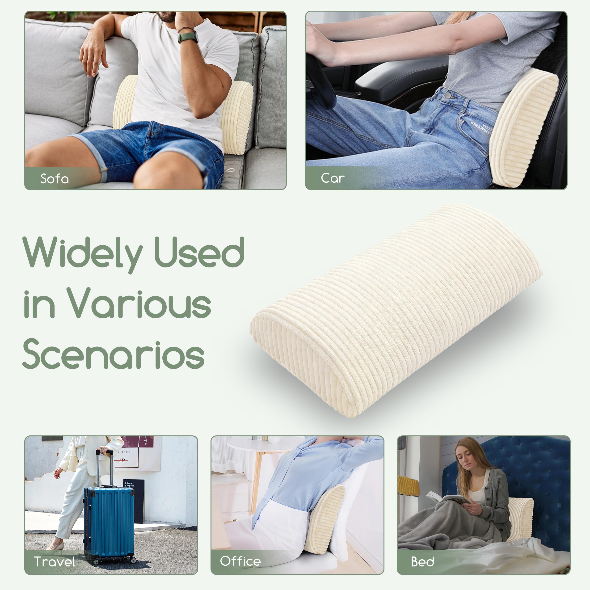 HIGOGOGO lumbar support pillow compact 20x10x4 inch size fits small spaces.