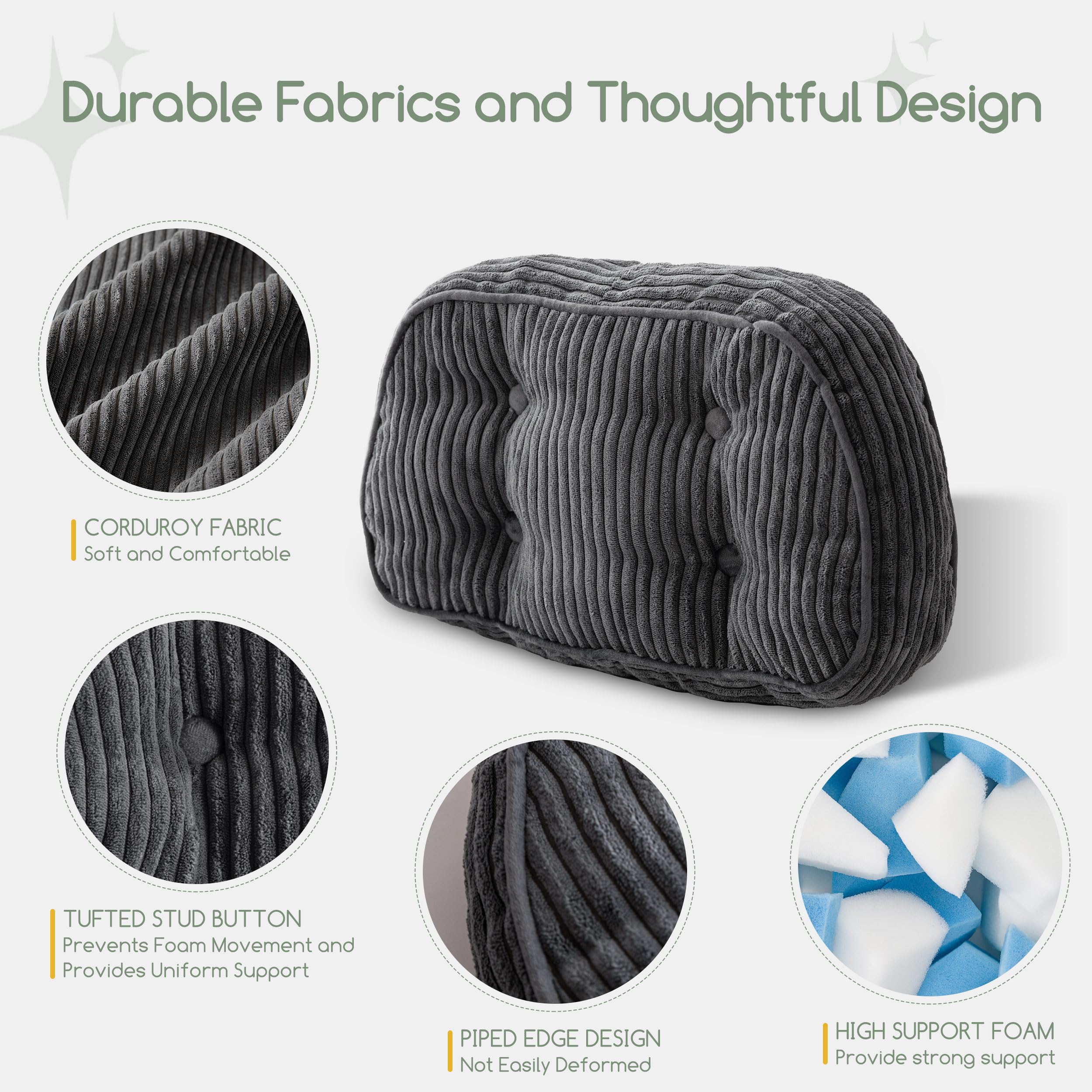 HIGOGOGO corduroy fabric cushion with tufted buttons adds refined style