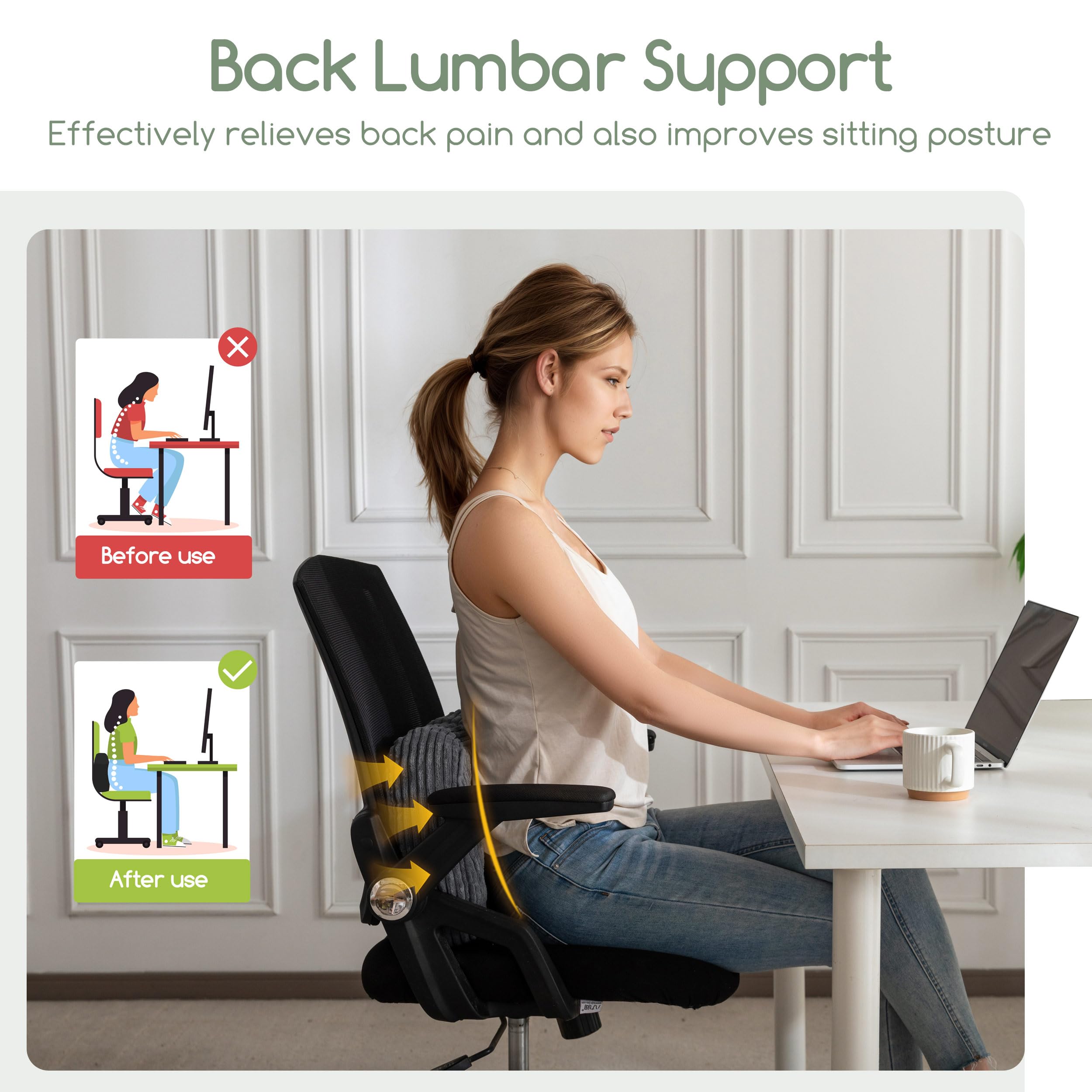 HIGOGOGO tufted edge cushion preserves shape for lasting back support