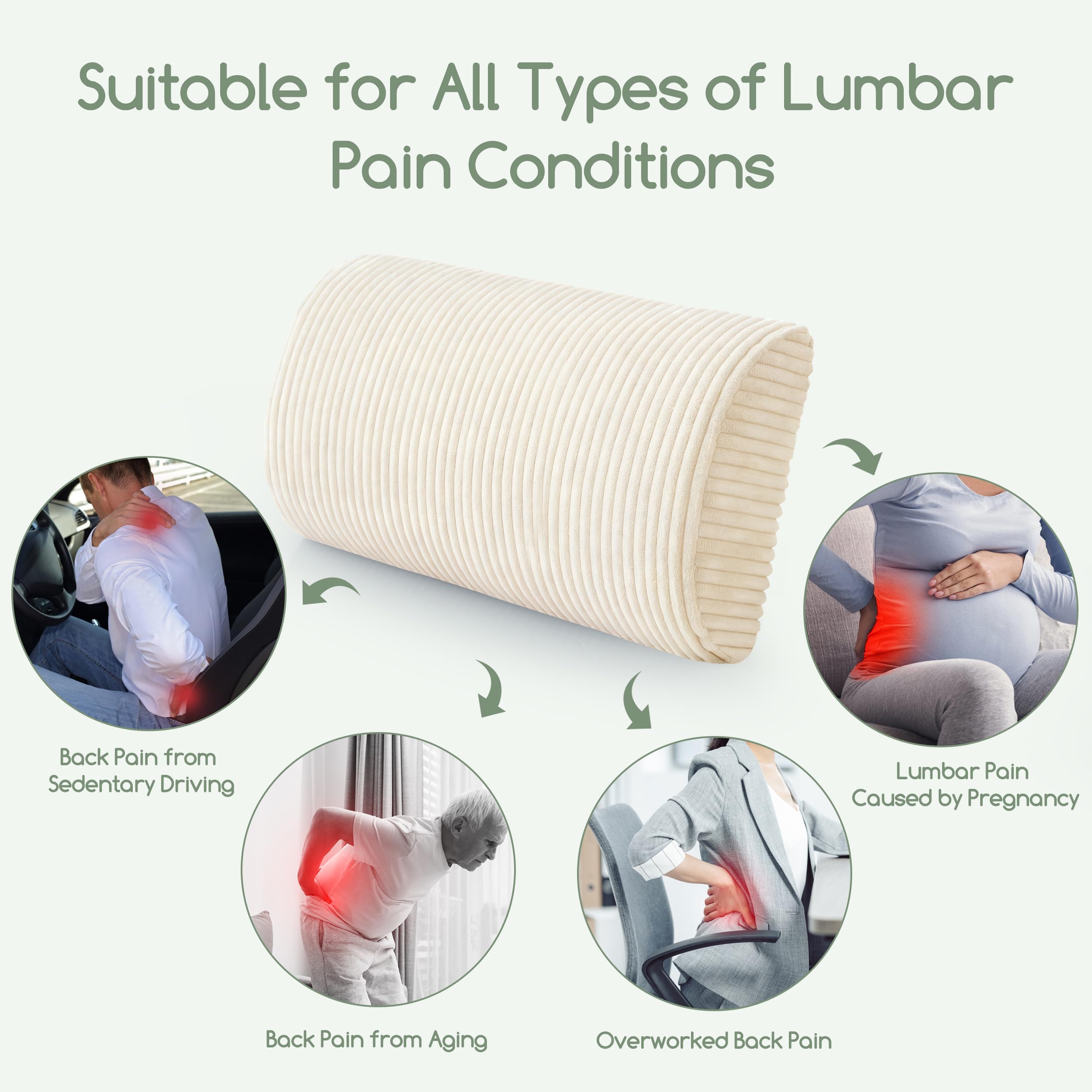 HIGOGOGO lumbar support pillow versatile for recliner, armchair, or sofa seating.