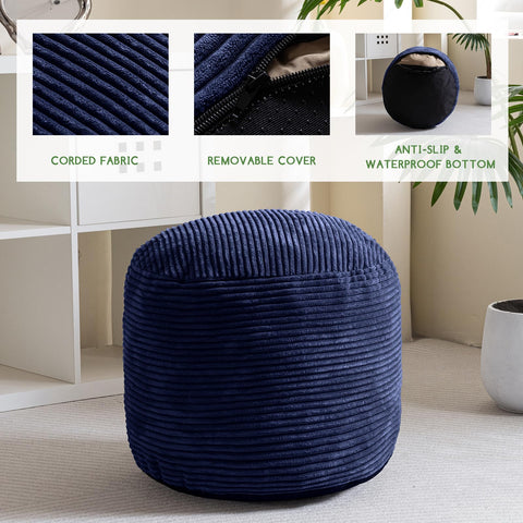 HIGOGOGO pouf bottom opening with dual zippers for easy refill.