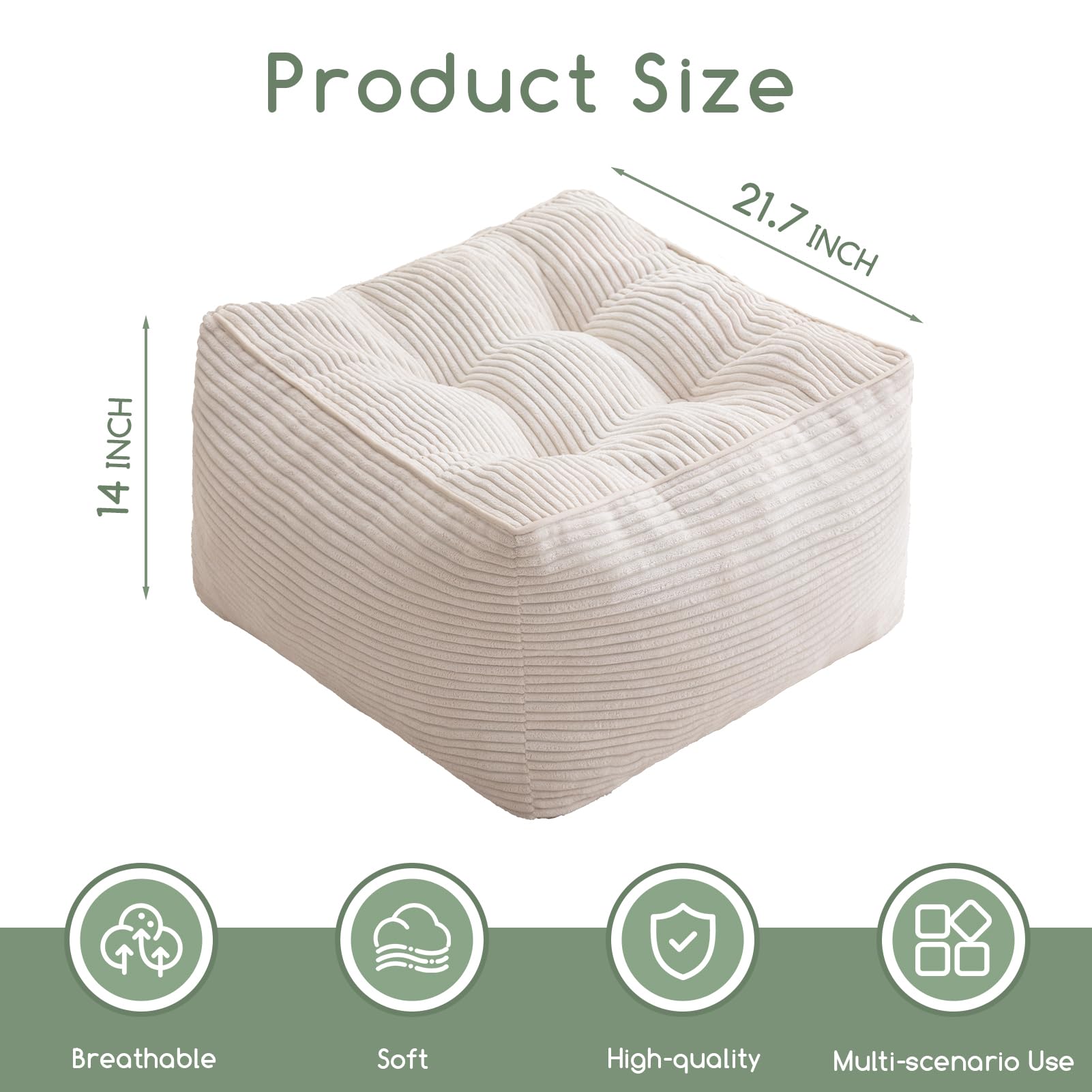 HIGOGOGO pouf with foam padding for a soft, supportive foot rest.