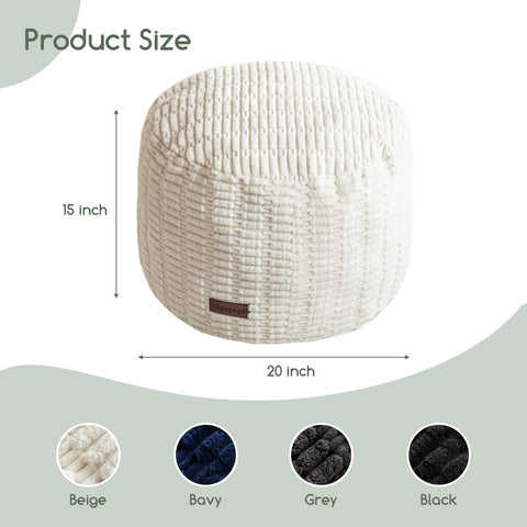 HIGOGOGO pouf ottoman beige side view showing supportive foam and modern style