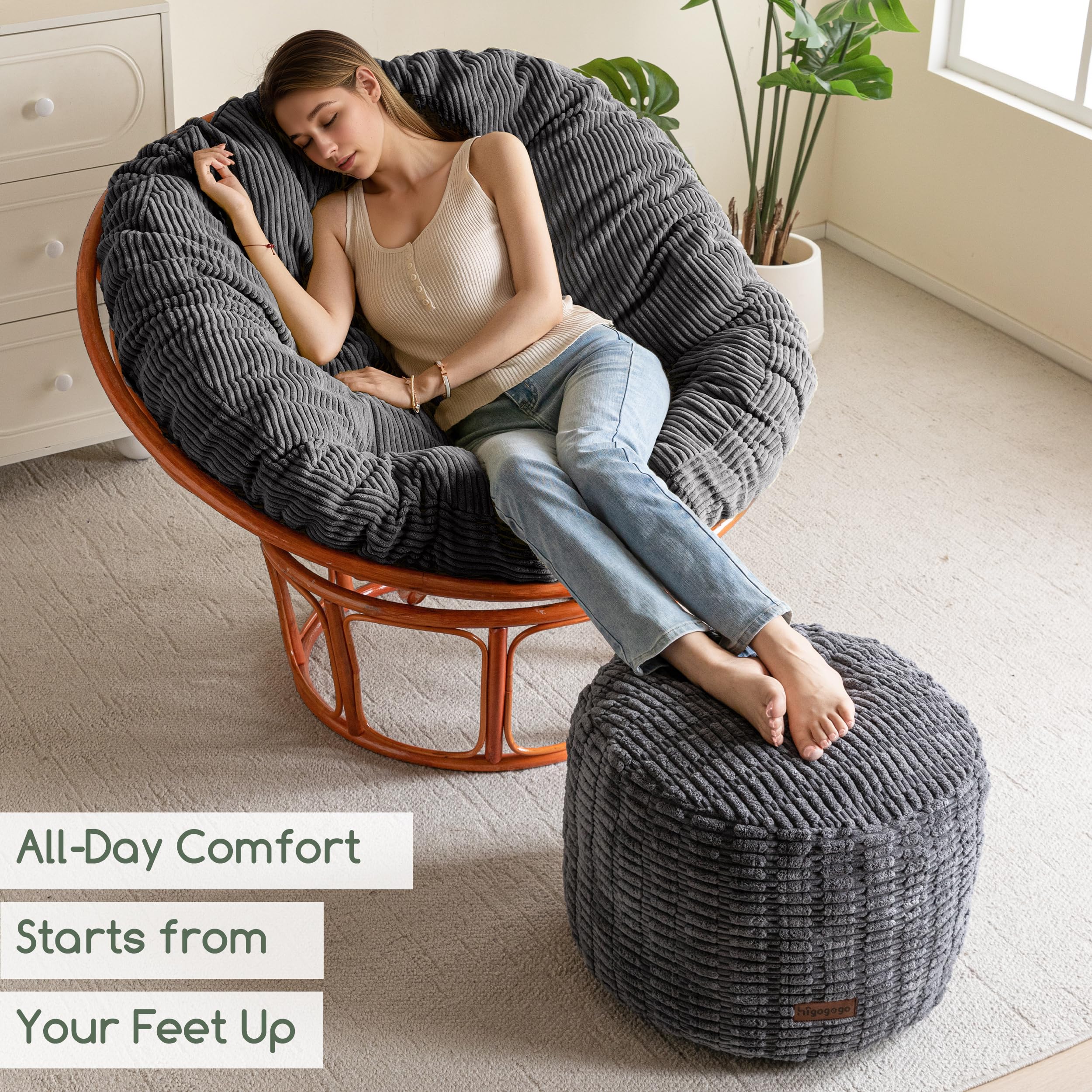 HIGOGOGO pouf ottoman dimensions 26x26x18 inches for ample seating