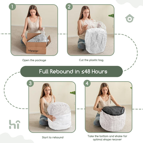 HIGOGOGO pouf ottoman serves as multi-use seating option.