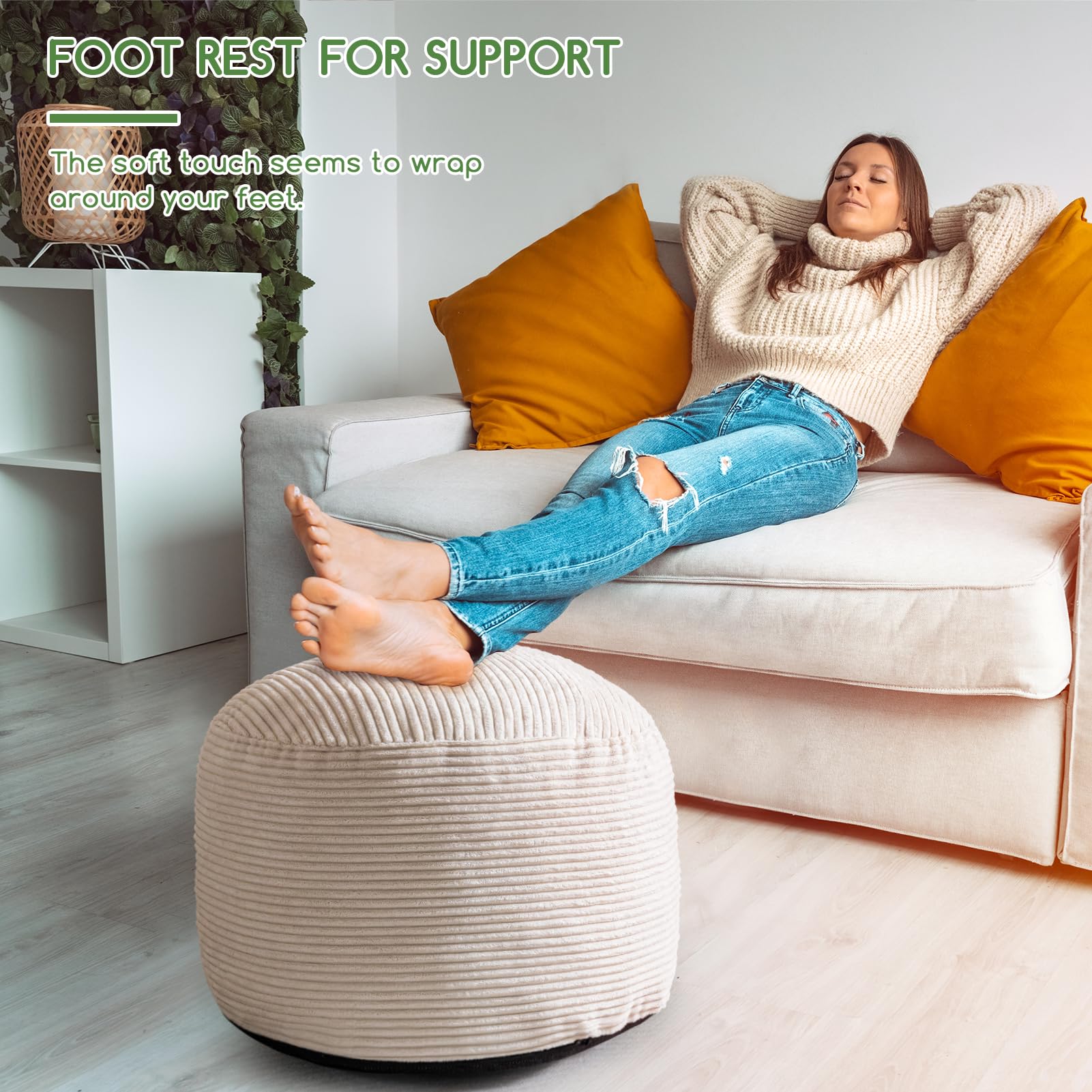 HIGOGOGO pouf storage doubles as subtle living room storage