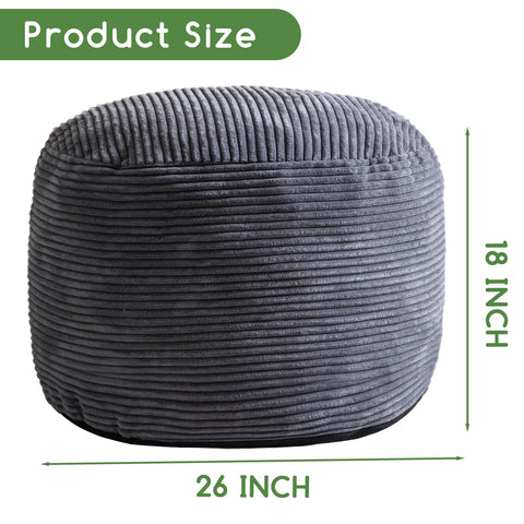 HIGOGOGO dark grey fabric pouf highlights versatile living room seating.