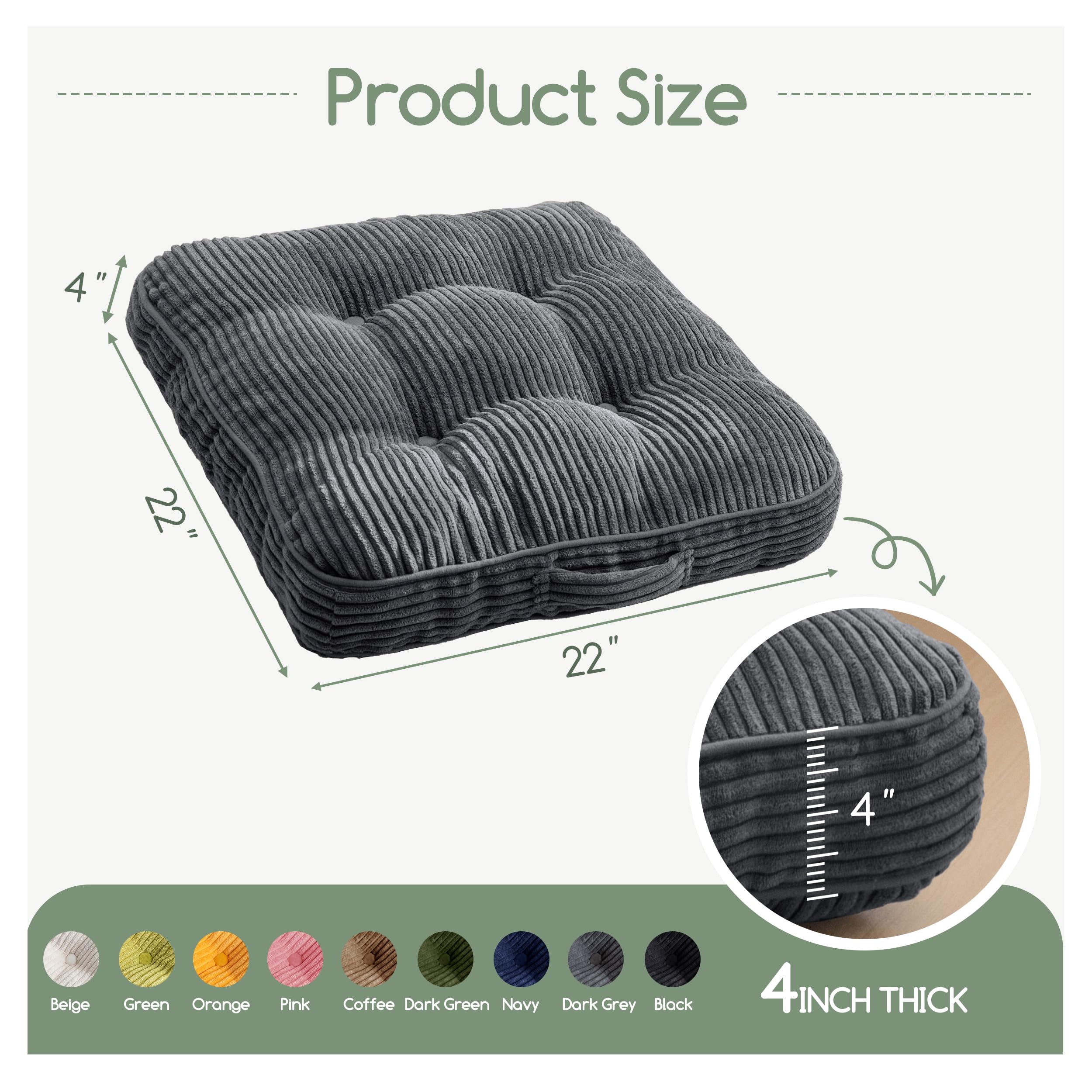 HIGOGOGO tufted corduroy cover in dark grey adds a luxe touch.
