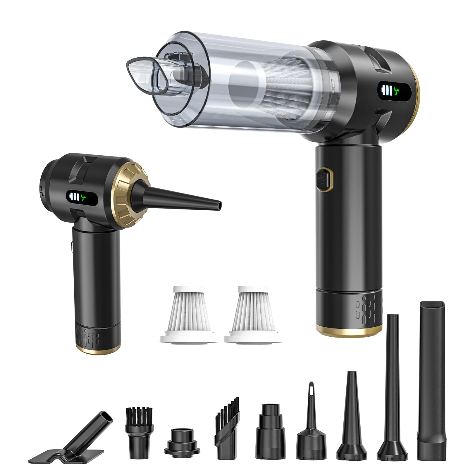 Higoom cordless handheld vacuum shows 22kPa suction for deep cleaning tasks.