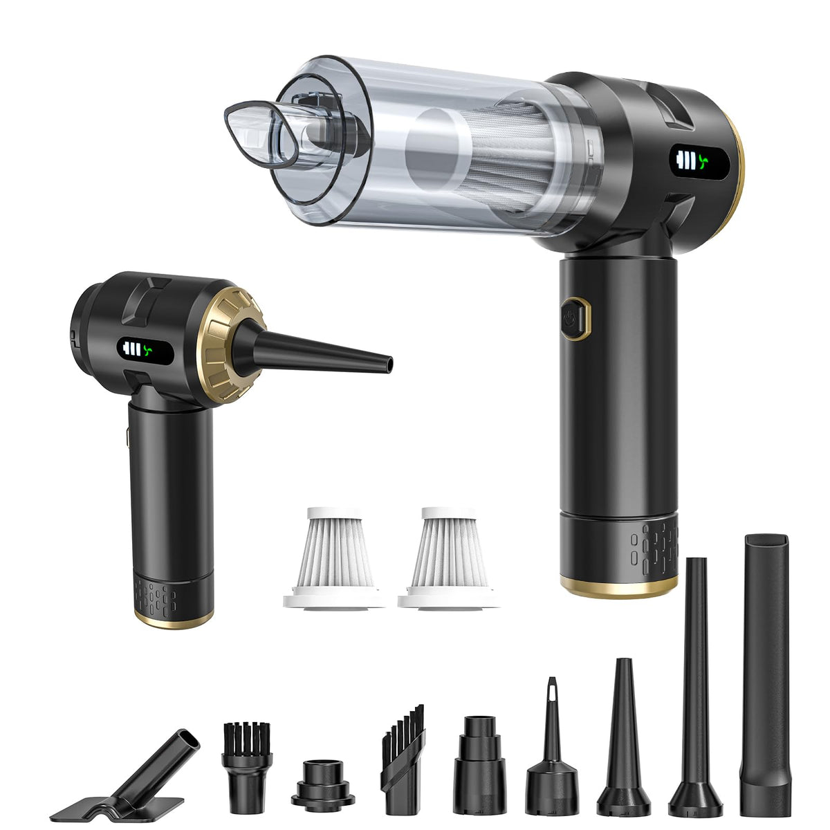 Higoom cordless handheld vacuum shows 22kPa suction for deep cleaning tasks.