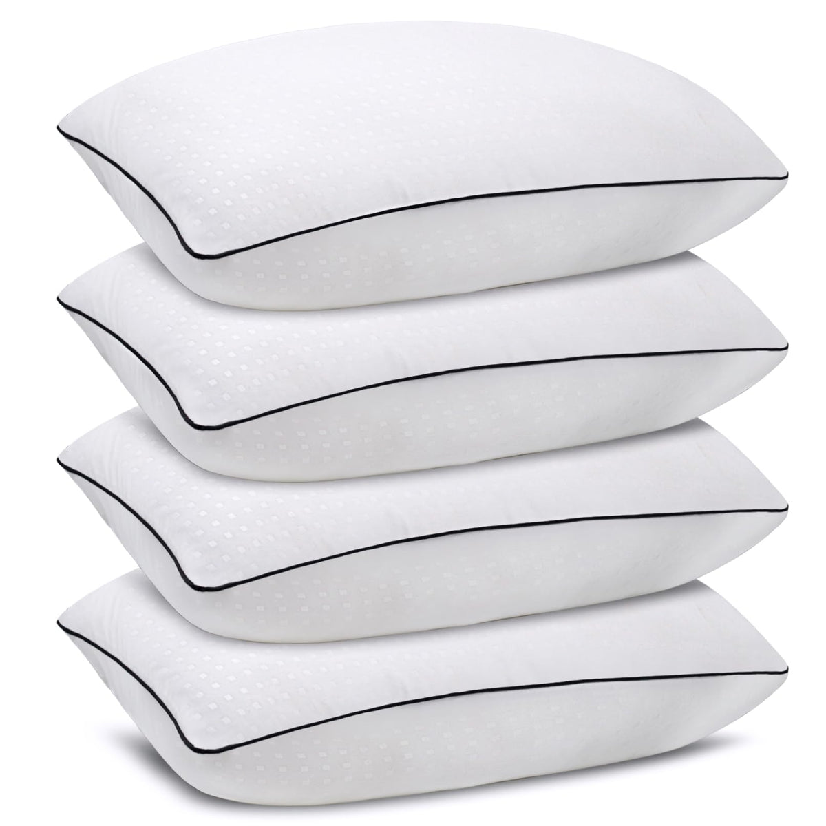 Higoom Standard Pillows 4-pack arranged for a luxe hotel feel and lasting comfort.