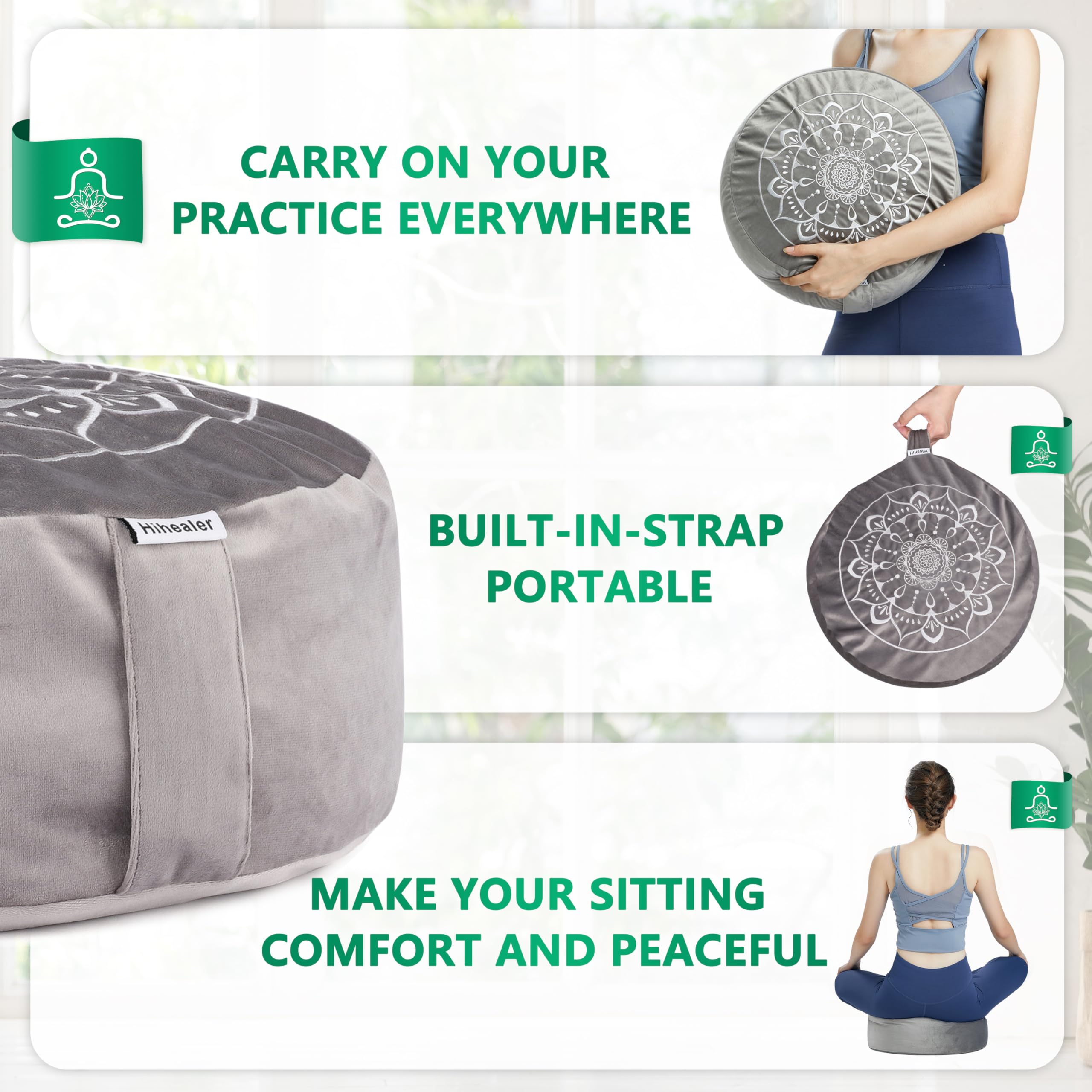 Hihealer meditation cushion doubles as a decorative floor accent