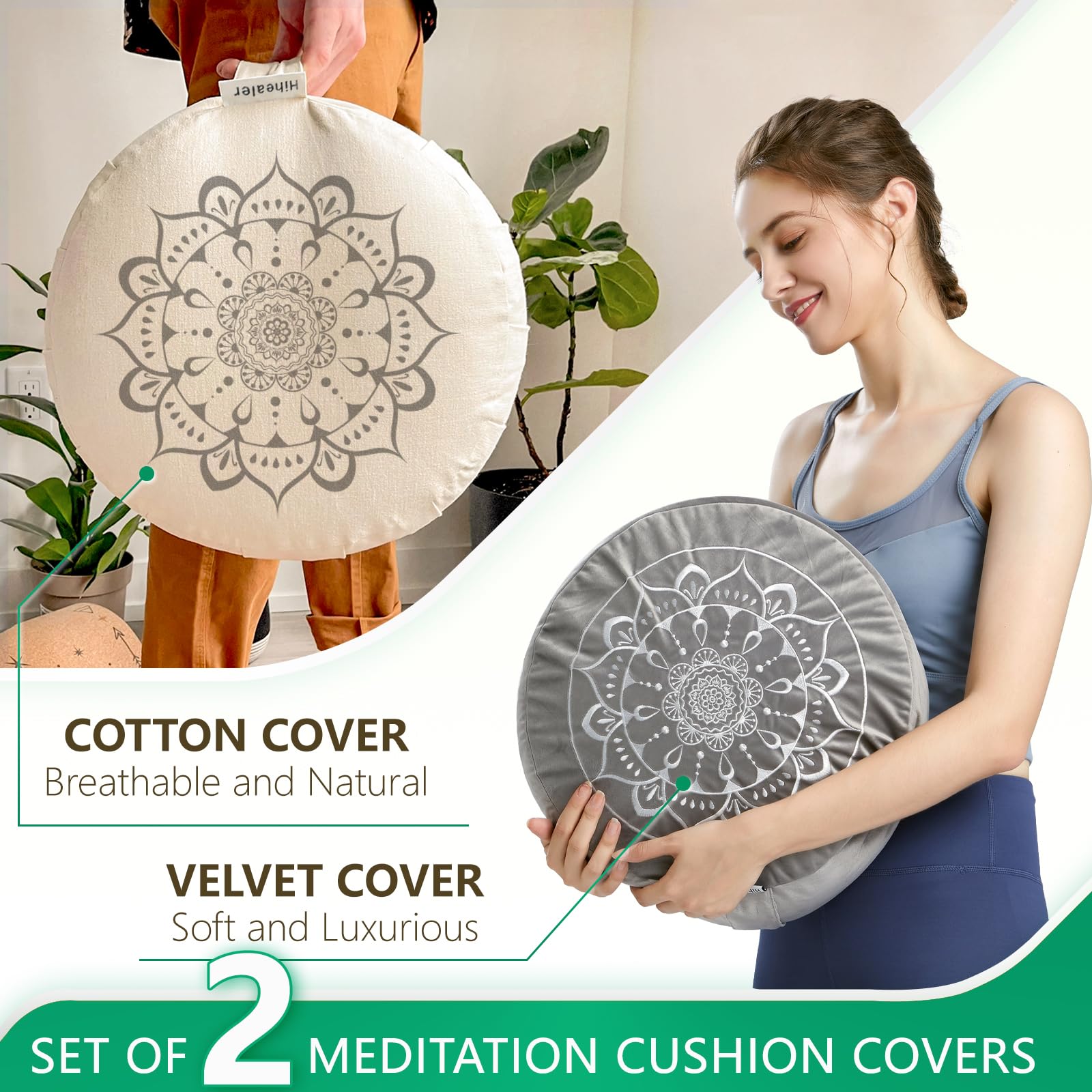 Hihealer meditation cushion buckwheat filling adapts for personalized posture support