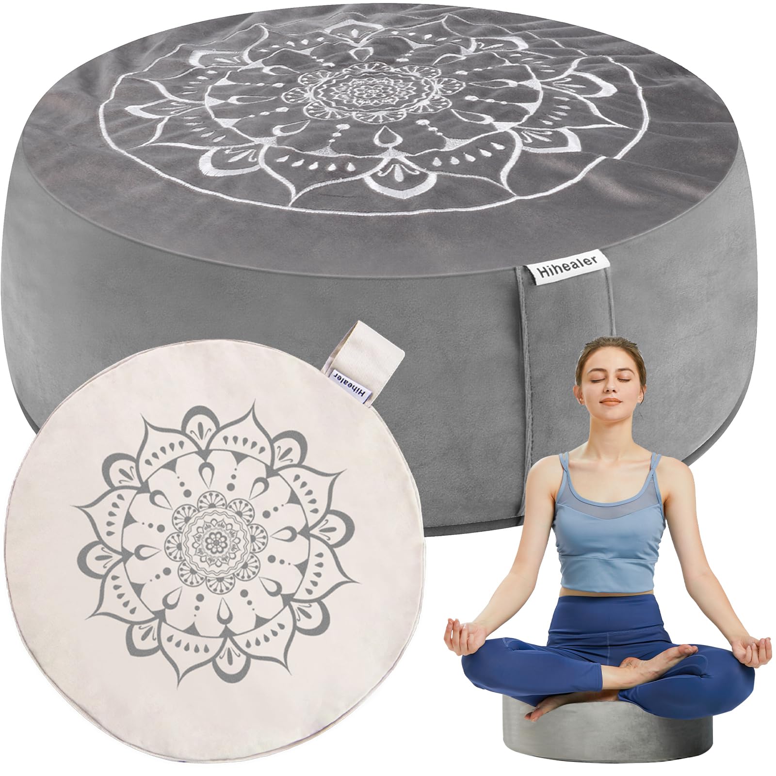 Hihealer meditation cushion with velvet cover for luxurious comfort during long sessions