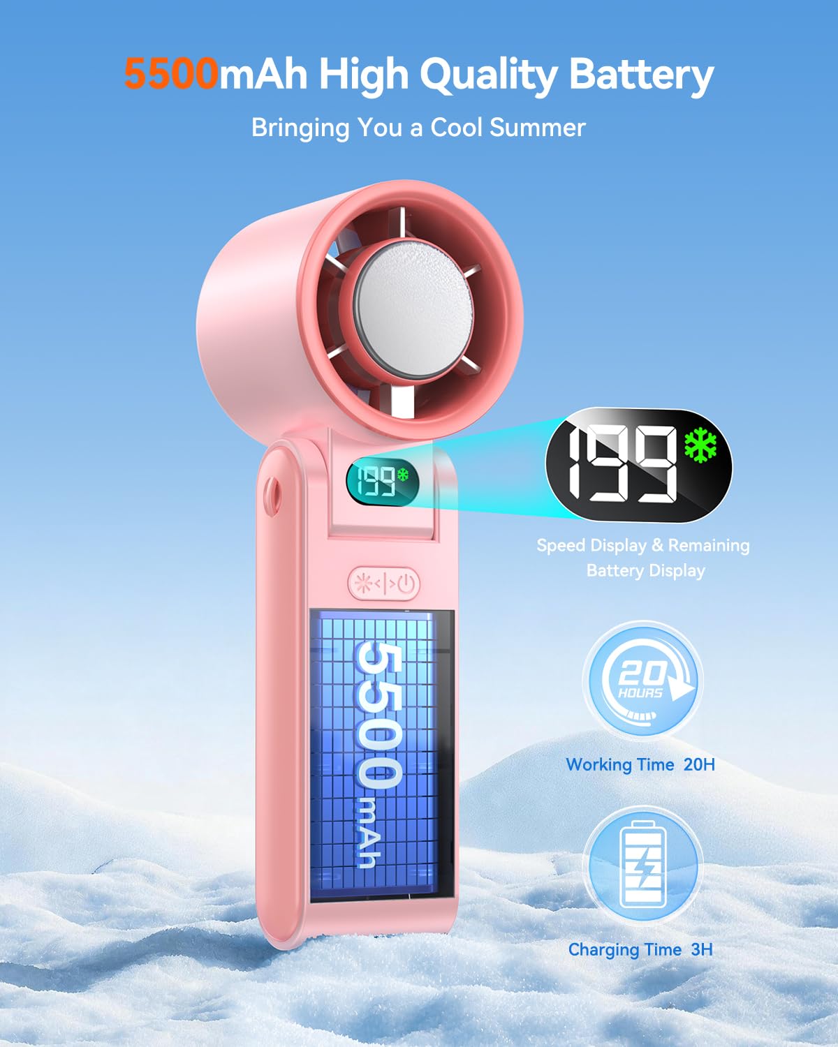Hihvls 20-hour runtime enables all-day cooling on commutes or office days.