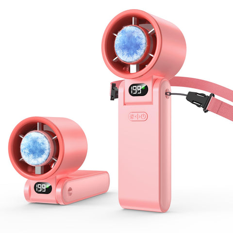 Hihvls portable handheld turbo fan with ice cooler for rapid cool-down outdoors.