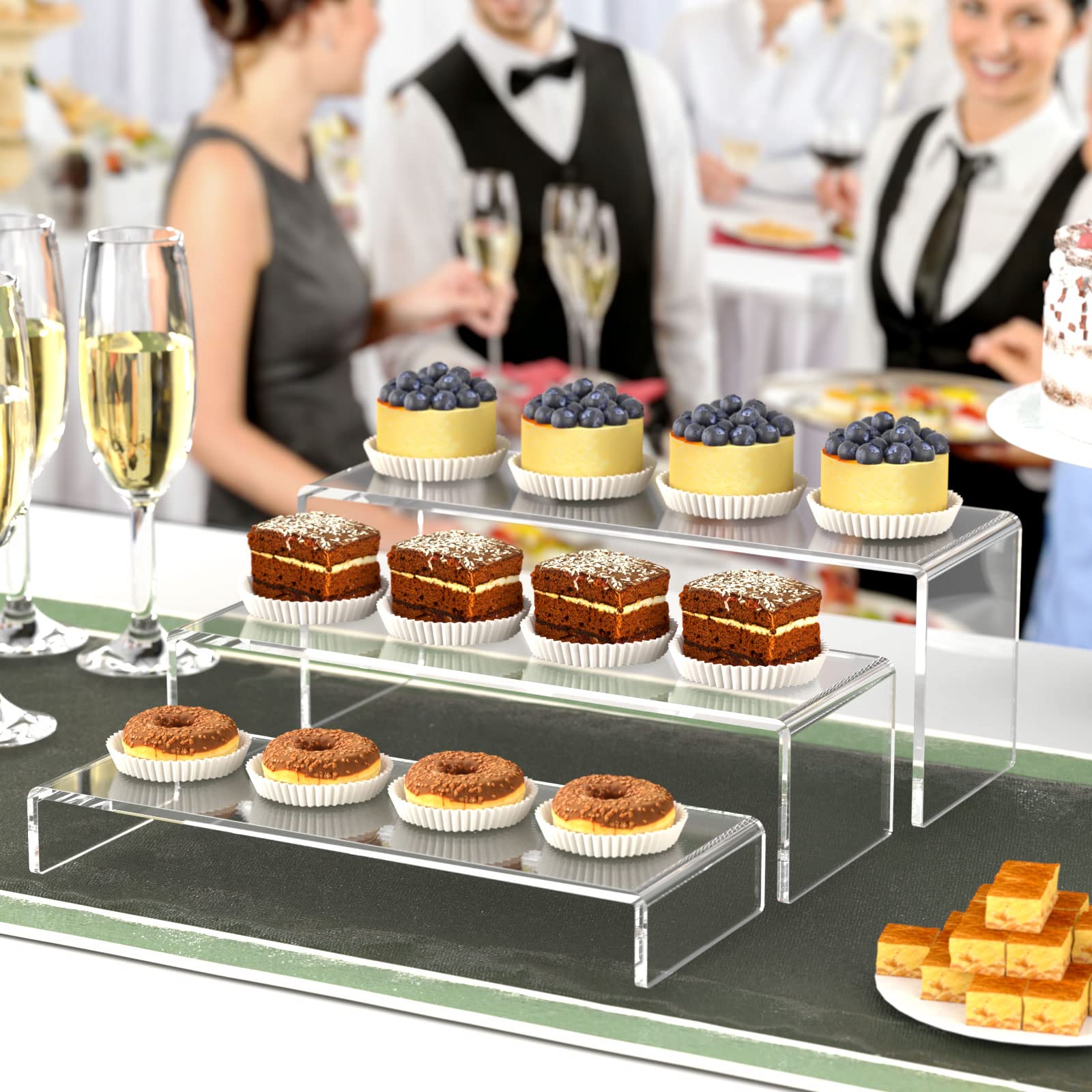 HIIMIEI acrylic riser middle tier display elevates jewelry or figures with stability.