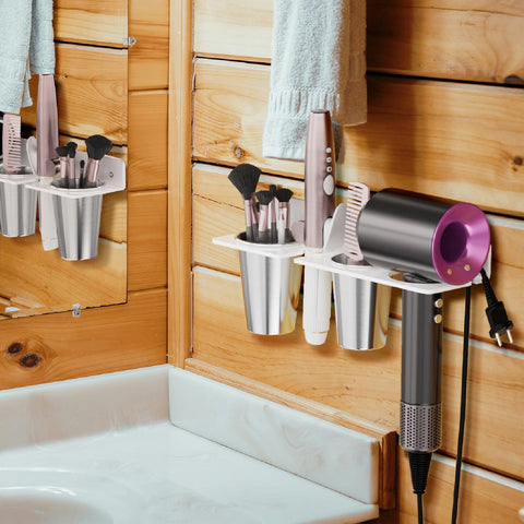 HIIMIEI bathroom storage keeps drying tools off the counter and organized.