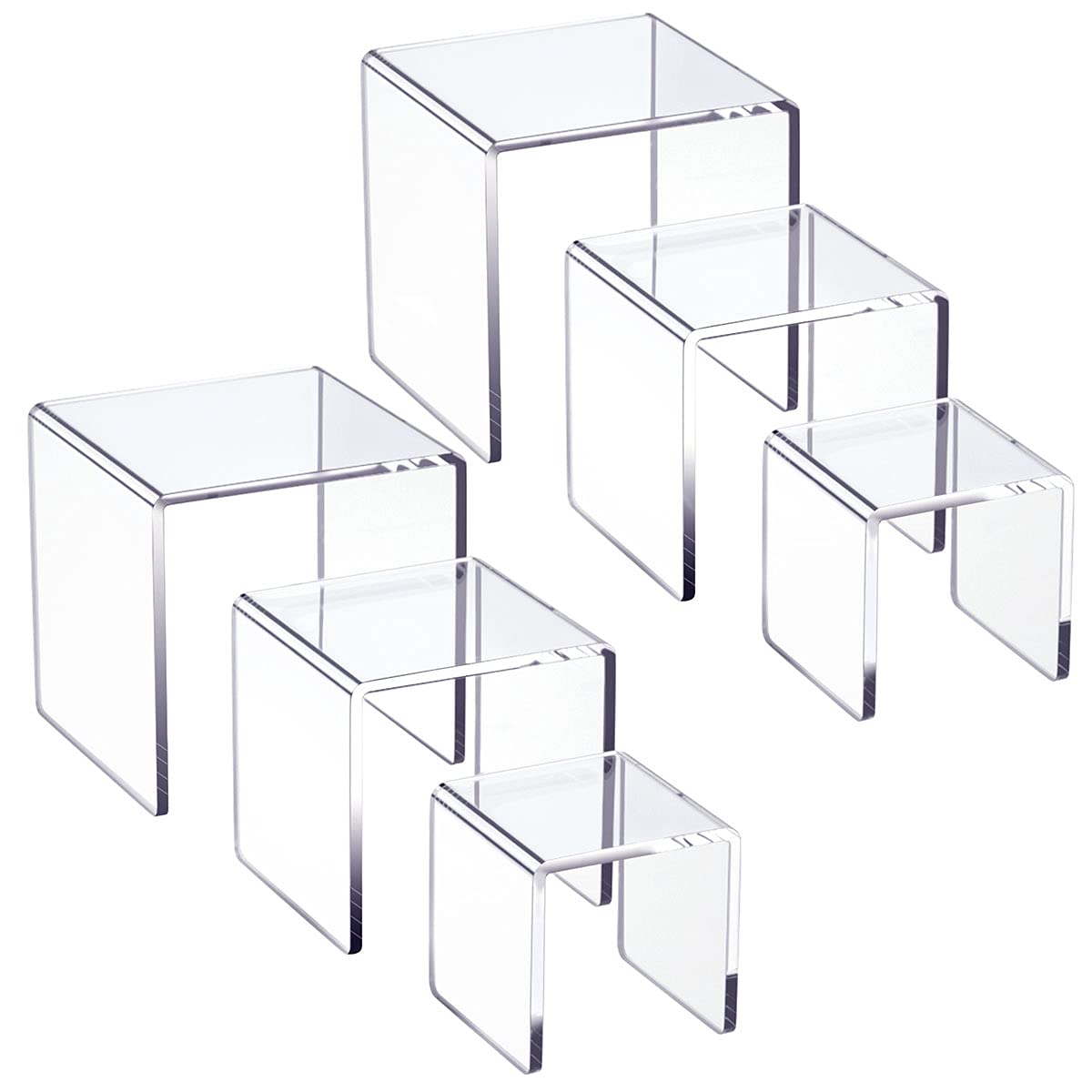 HIIMIEI clear acrylic 3-tier riser displays Amiibo figures with enhanced visibility