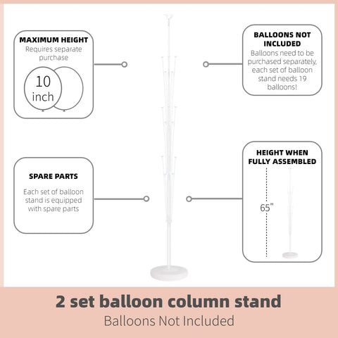 Hiins balloon column stand pole shown during assembly for a tall decorative column
