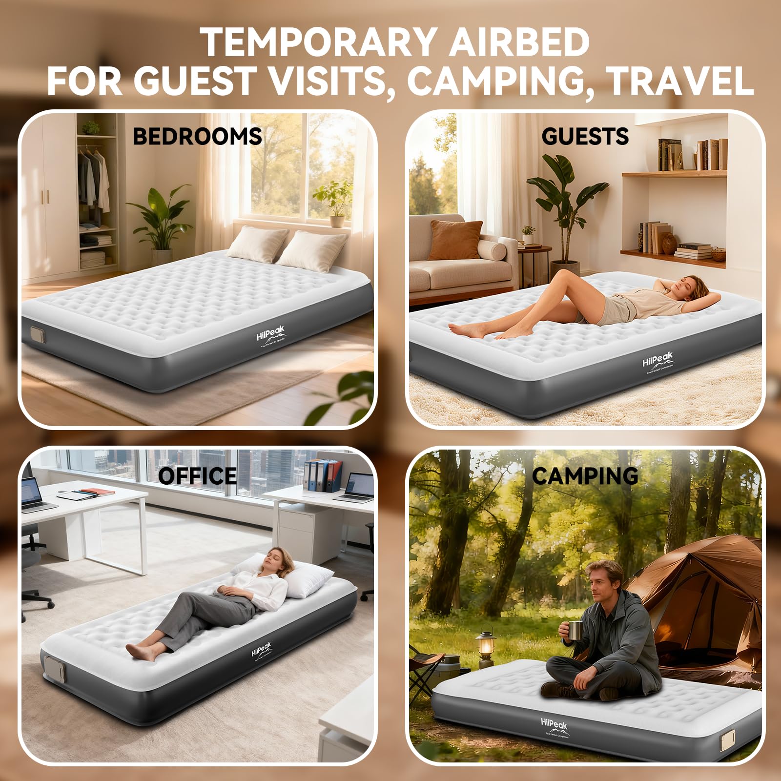 HiiPeak bed dimensions offer ample sleeping space in a compact frame.