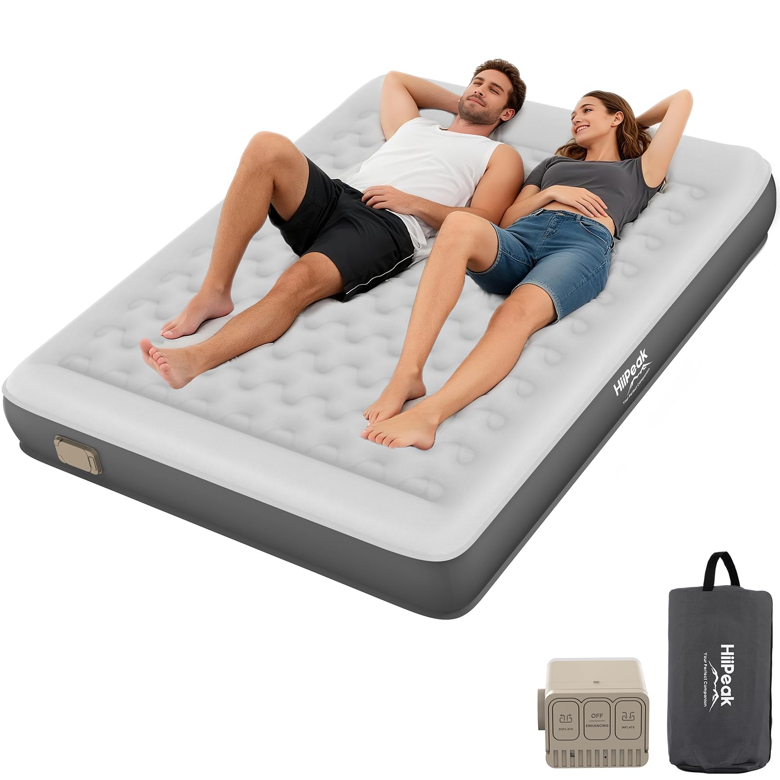 HiiPeak Queen Air Mattress with pump for fast setup during guests