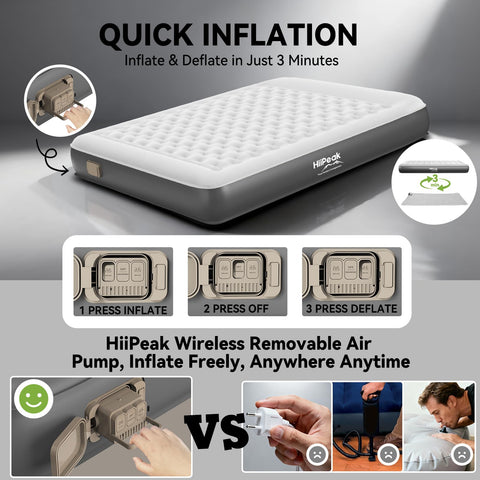 HiiPeak Queen Air Mattress TPU material for durable, eco-friendly use