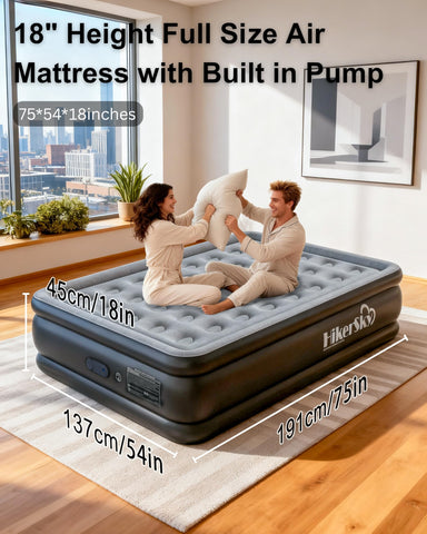 HikerSKY air mattress inflating with built-in pump for fast inflation