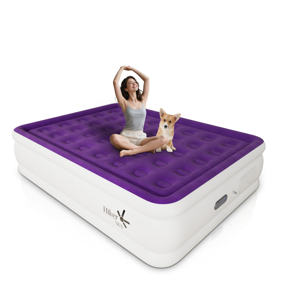 HikerSKY full air mattress with built in pump, quick setup