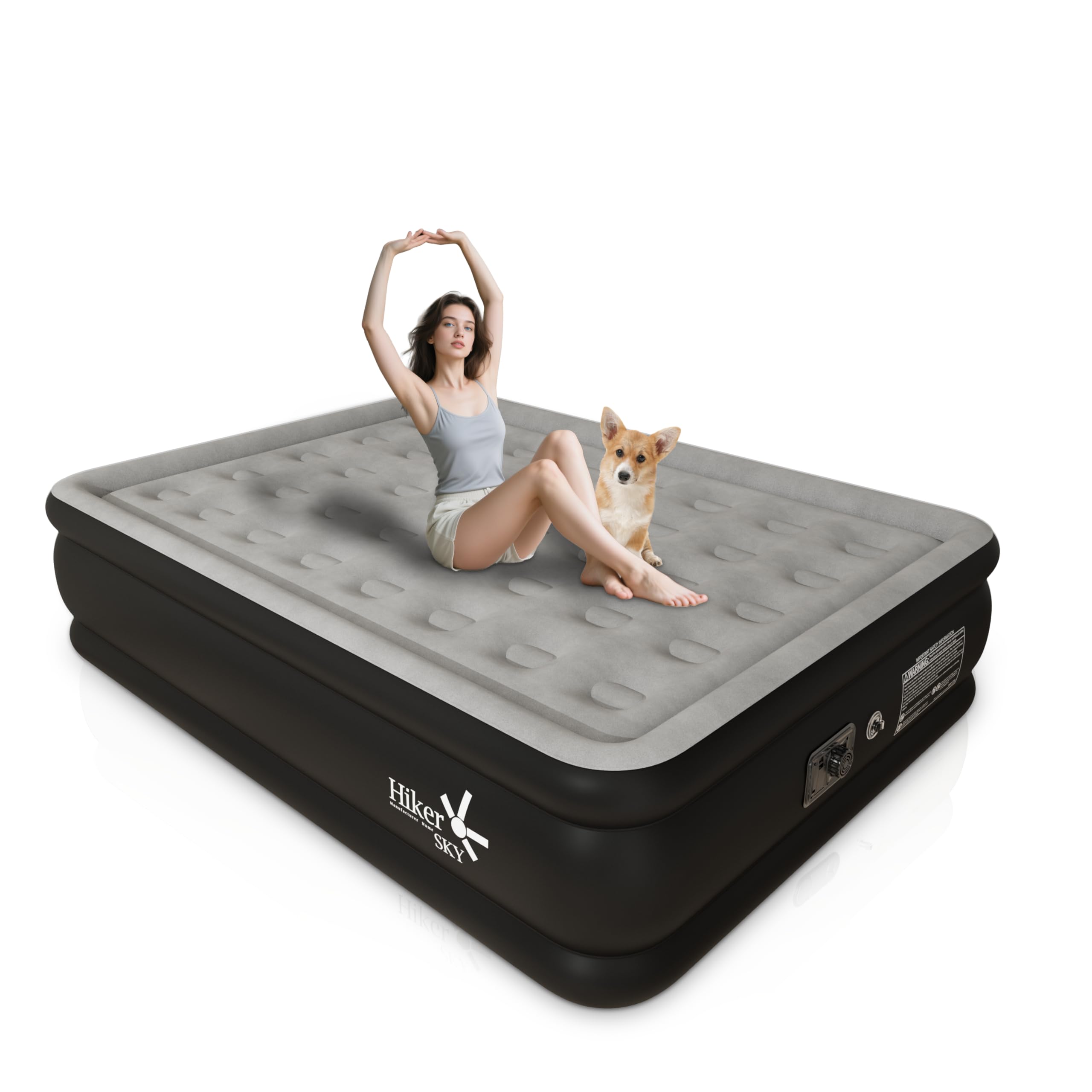 HikerSKY full air mattress with built-in pump ready for quick setup