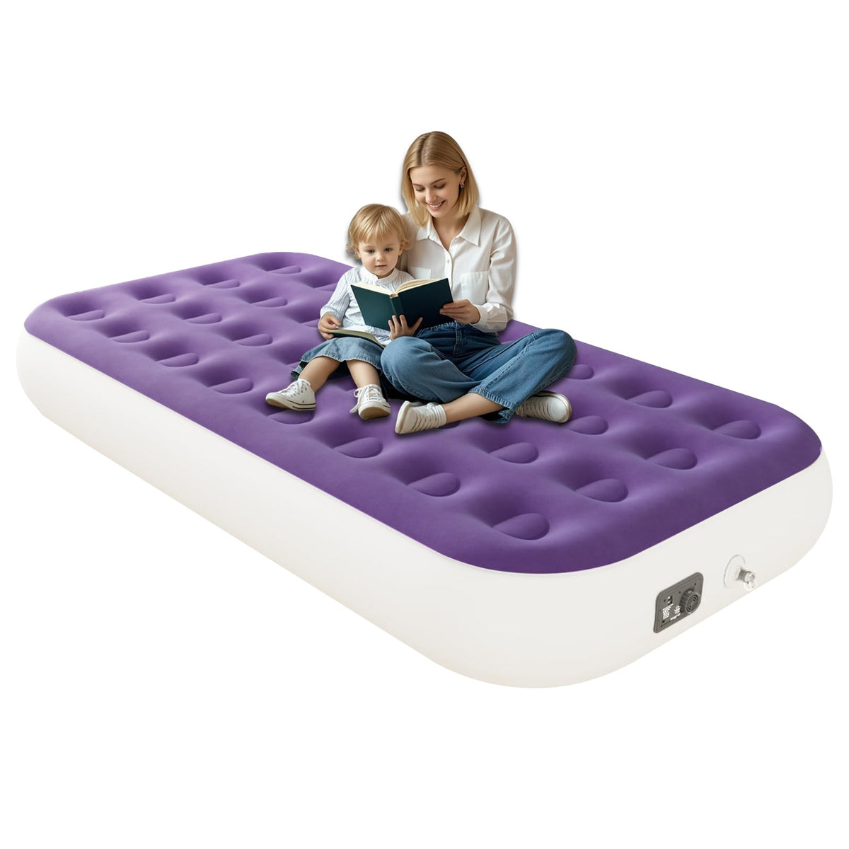 HikerSKY twin air mattress with built-in pump for quick inflation and convenient setup.