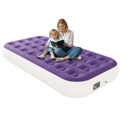HikerSKY twin air mattress with built-in pump for quick inflation and convenient setup.