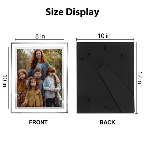 HIKWADERY 8x10 silver frame tabletop display supports horizontal or vertical photos