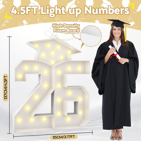 HILAVO 26-number light-up display stands tall for a dramatic graduation photo backdrop.
