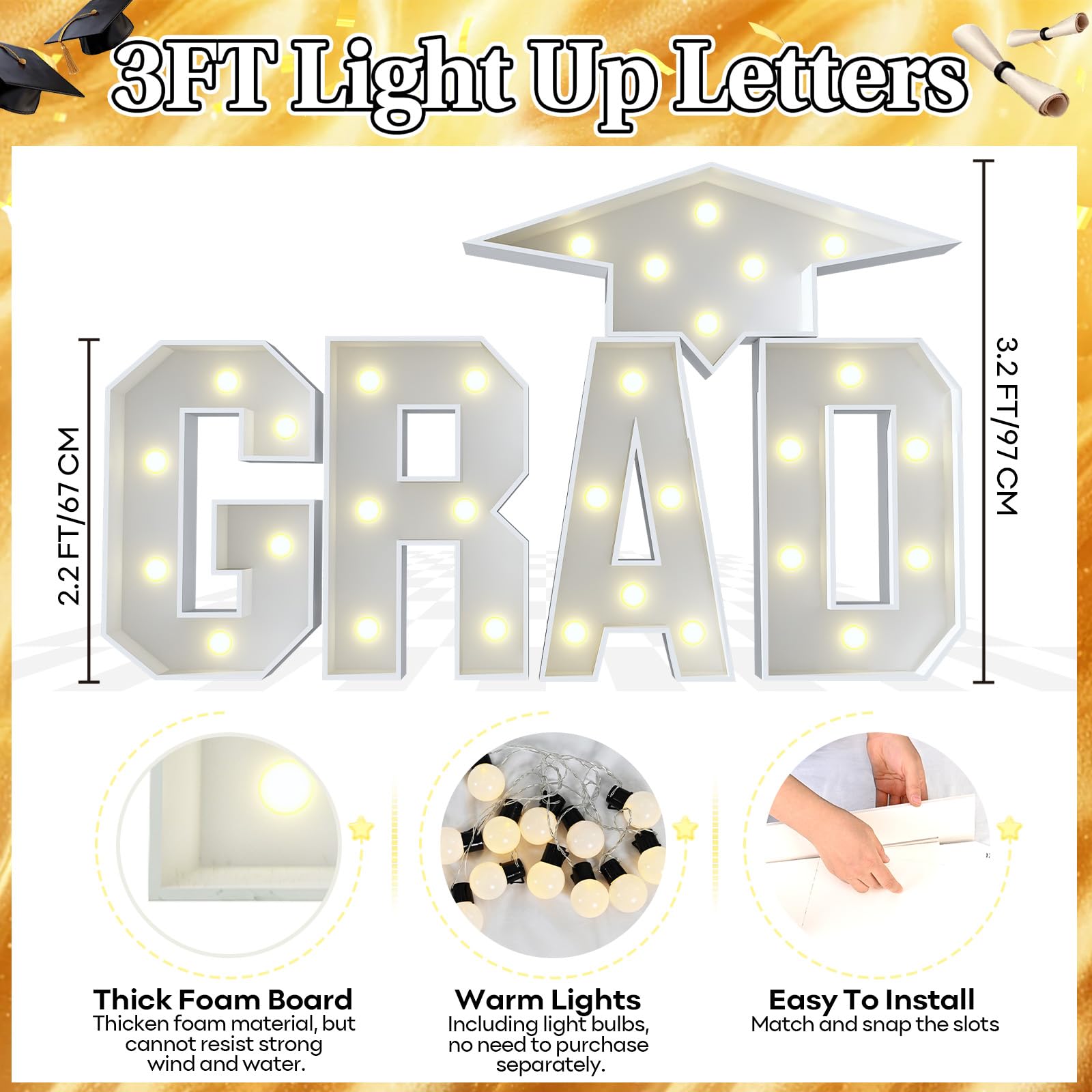 HILAVO Grad cap with lights adds a focal point to indoor ceremonies.