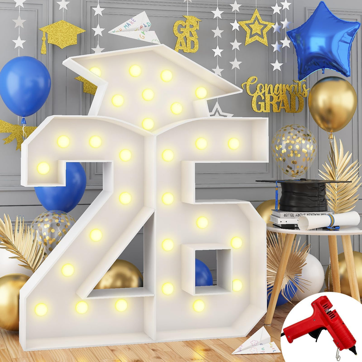 HILAVO Graduation Cap with 26-number light-up display makes a bold centerpiece.