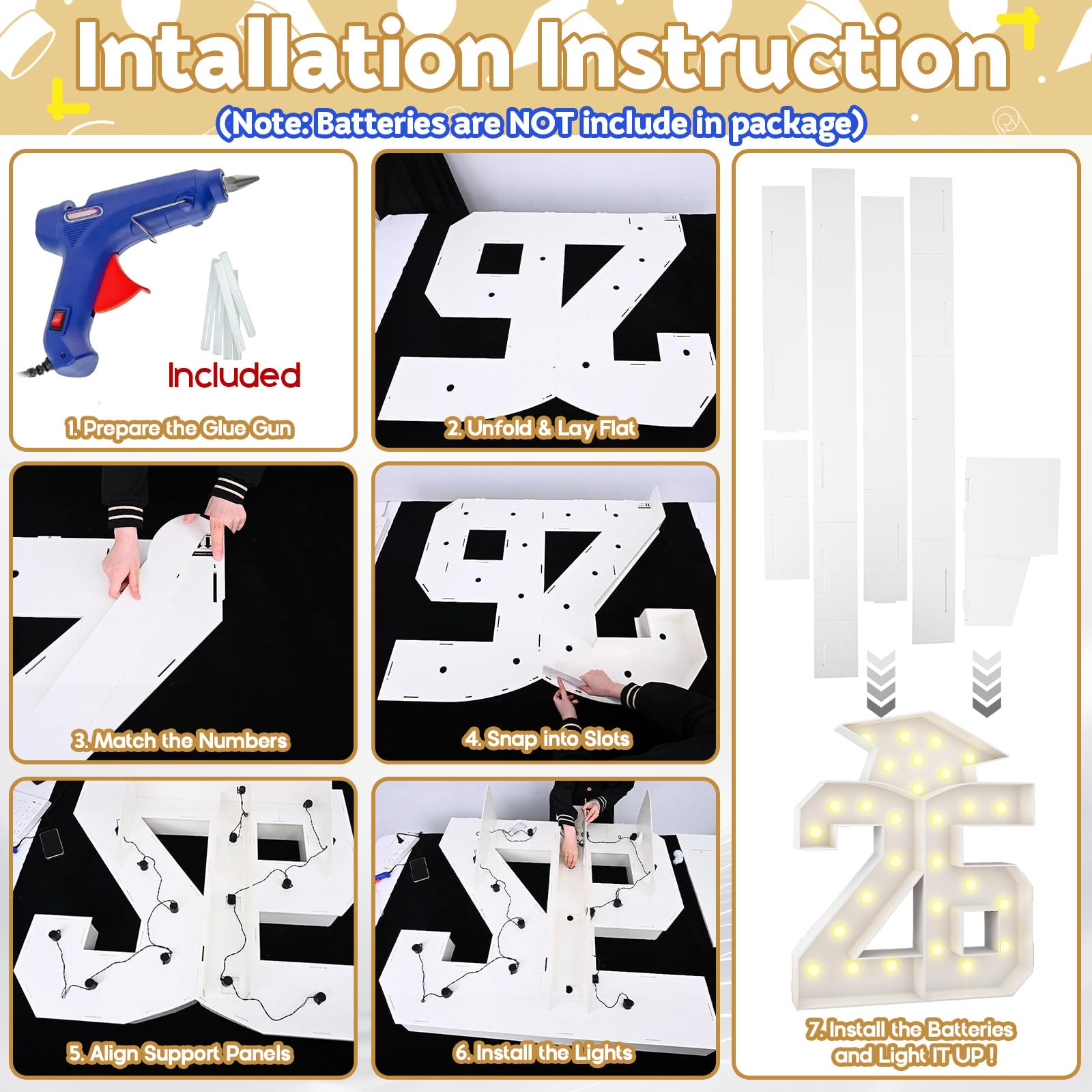 HILAVO LED bulbs illuminate the numbers for reusable celebrations.