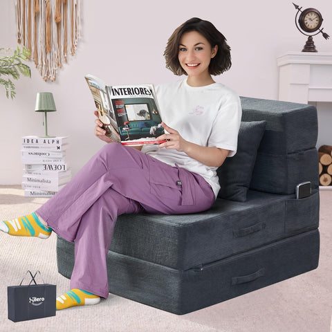 HILERO folding sofa bed 4in1 setup for flexible lounging and sleep.