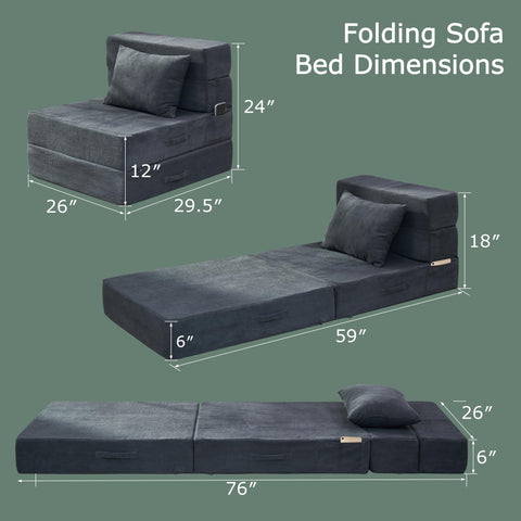 HILERO folding sofa bed sleeper chair ready for compact seating and guests.