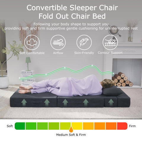HILERO memory foam fold-out bed shows comfortable, supportive resting option.