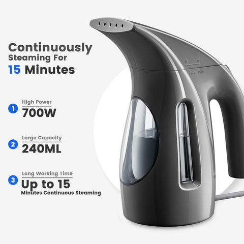HiLIFE steamer 240ml tank close-up highlights large capacity for longer use